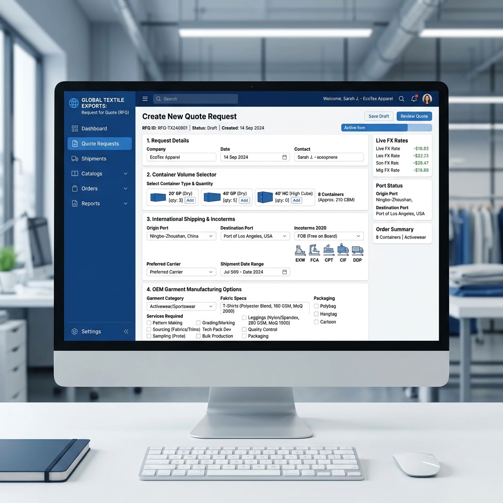 B2B RFQ Quote Request Dashboard & Container Shipping Engine