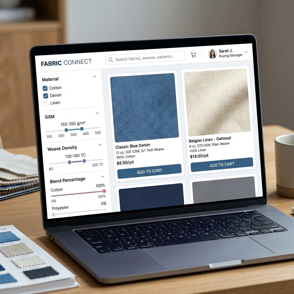 Digital Fabric Swatch Catalog with Filterable Specifications